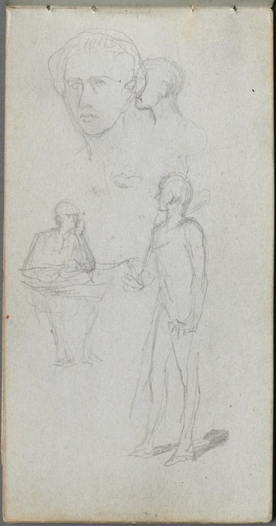 Skitsebog, side 12: Flere figurer. af Jean Louis Ernest Meissonier