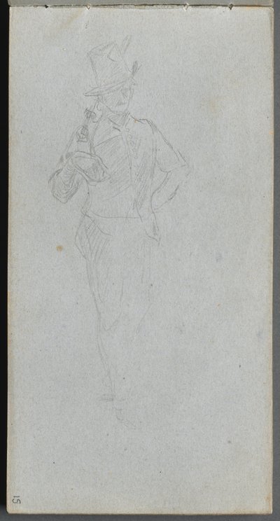 Skitsebog, side 15: Studie af en soldat. af Jean Louis Ernest Meissonier