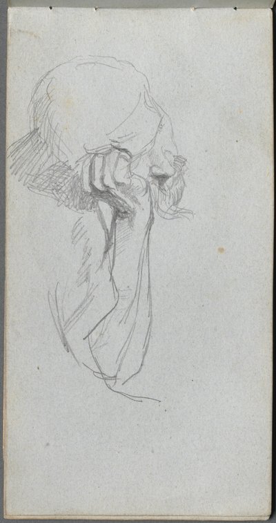 Skitsebog, side 16: Melankolsk figur af Ernest Meissonier