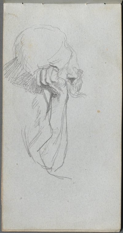 Skitsebog, side 16: Melankolsk figur. af Jean Louis Ernest Meissonier