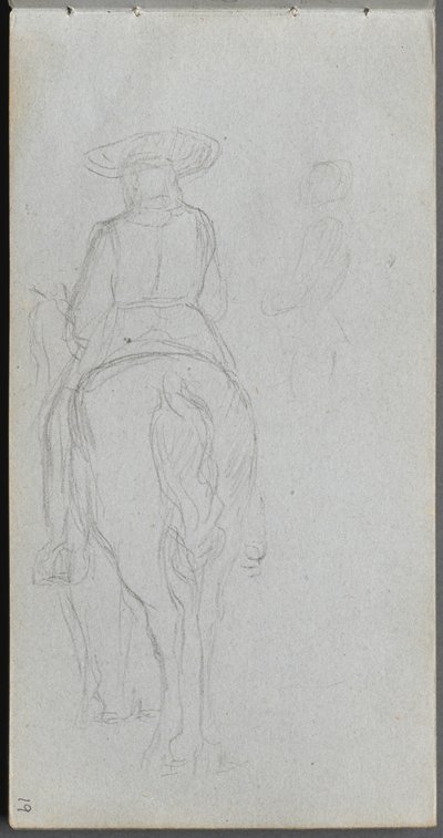 Skitsebog, side 19: Studie af en figur på hesteryg set bagfra af Ernest Meissonier