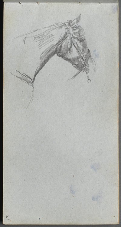 Skitsebog, side 21: Studie af en hest af Ernest Meissonier