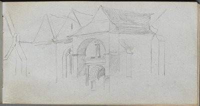 Skitsebog, side 22: Arkitekturstudie. af Jean Louis Ernest Meissonier