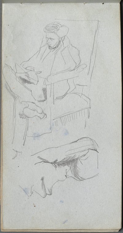 Skitsebog, side 24: Siddende mandsfigur af Ernest Meissonier