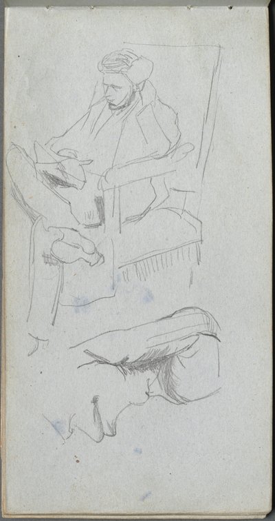 Skitsebog, side 24: Siddende mandsfigur. af Jean Louis Ernest Meissonier