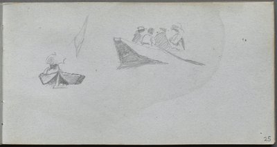 Skitsebog, side 25: Studier af figurer i både af Ernest Meissonier