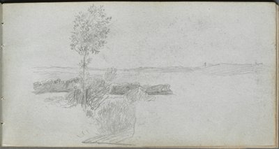Skitsebog, side 28: Landskabsundersøgelse af Ernest Meissonier