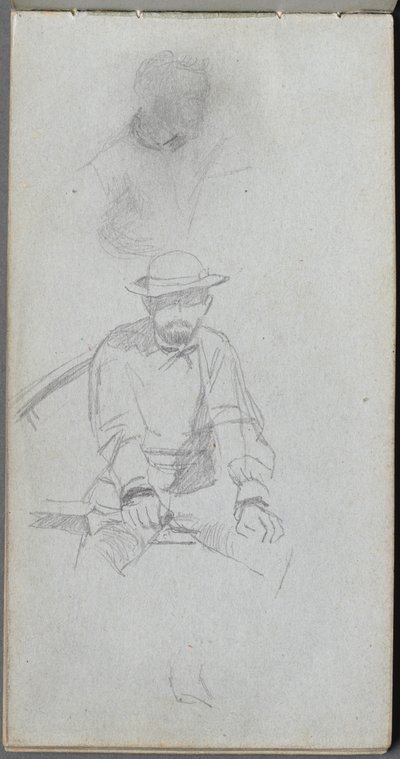 Skitsebog, side 30: Siddende mandsfigur og figur i profil. af Jean Louis Ernest Meissonier