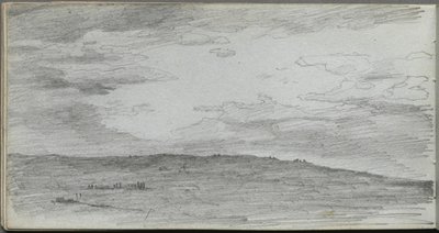Skitsebog, side 34: Landskabsstudie af Ernest Meissonier