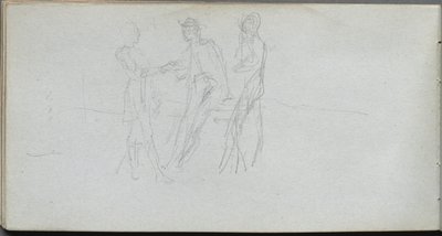 Skitsebog, side 42: Tre figurer. af Jean Louis Ernest Meissonier