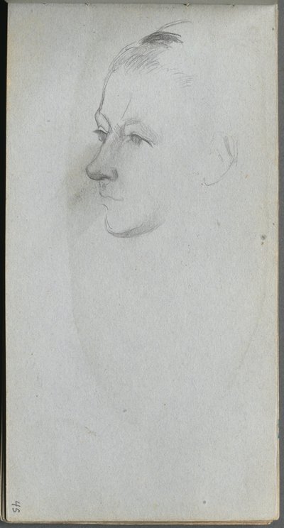 Skitsebog, side 45: Womans Face, 34 View. af Jean Louis Ernest Meissonier