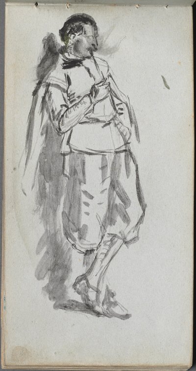 Skitsebog, side 46: Stående Mandsfigur af Ernest Meissonier