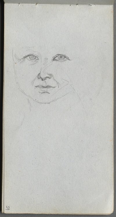 Skitsebog, side 59: Studie af et ansigt af Ernest Meissonier