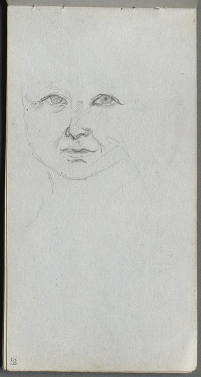 Skitsebog, side 59: Studie af et ansigt. af Jean Louis Ernest Meissonier