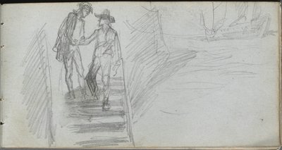 Skitsebog, side 64: Figurer på en trappe. af Jean Louis Ernest Meissonier