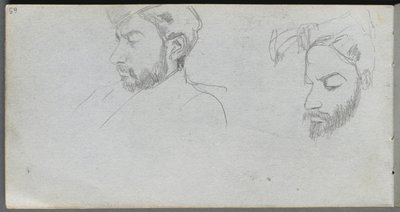 Skitsebog, side 65: Studie af ansigter i profil af Ernest Meissonier