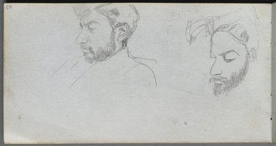 Skitsebog, side 65: Studie af ansigter i profil. af Jean Louis Ernest Meissonier