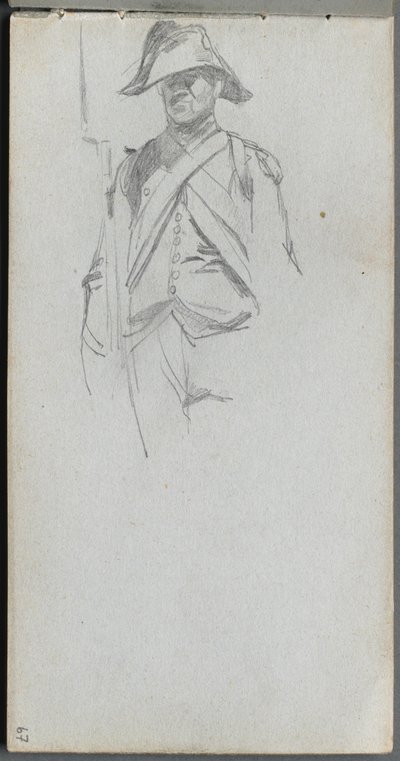 Skitsebog, side 67: Studie af en soldat. af Jean Louis Ernest Meissonier