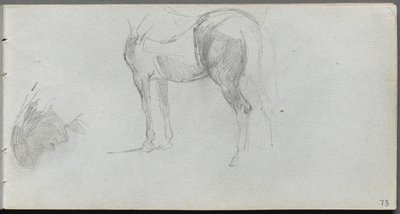 Skitsebog, side 73: Studie af en hest, profil af Ernest Meissonier