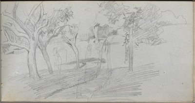 Skitsebog, side 74: Landskabsundersøgelse. af Jean Louis Ernest Meissonier