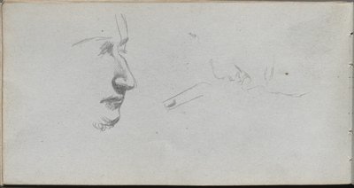 Skitsebog, side 80: Studie af ansigter af Ernest Meissonier
