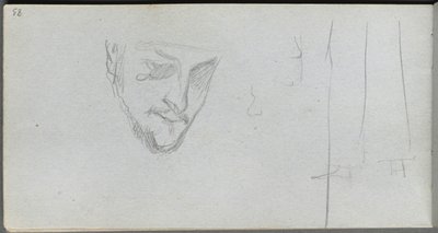 Skitsebog, side 83: Studie af et ansigt, ben. af Jean Louis Ernest Meissonier