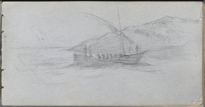 Skitsebog, side 88: Havlandskab og figur af Ernest Meissonier