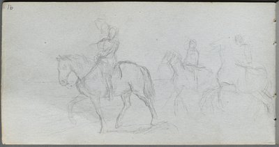 Skitsebog, side 91: Figurer til hest. af Jean Louis Ernest Meissonier