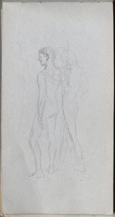 Skitsebog, side 92: To nøgenbilleder af Ernest Meissonier