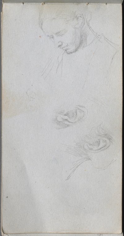 Skitsebog, side 96: Studie af et ansigt, ører af Ernest Meissonier