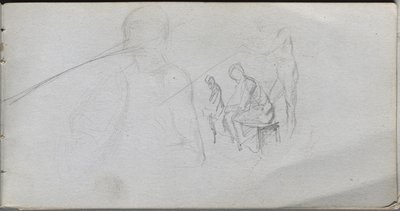 Skitsebog, side 98: Studie af figurer af Ernest Meissonier