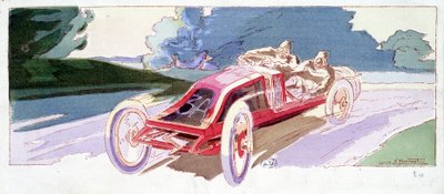 Circuit af Sarthe i Renault af Ernest Montaut
