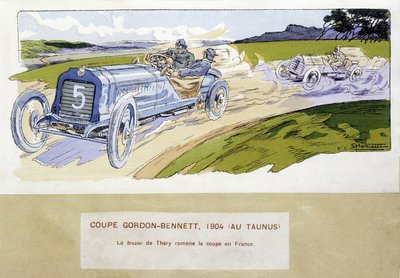 Racing: Gordon Bennett Cup (Gordon-Bennett) i 1904 - tegning af Ernest Montaut (1878-1909). af Ernest Montaut
