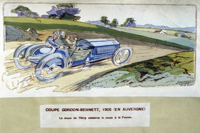 Racing: Gordon Bennett Cup (Gordon-Bennett) i 1905 - tegning af Ernest Montaut (1878-1909). af Ernest Montaut