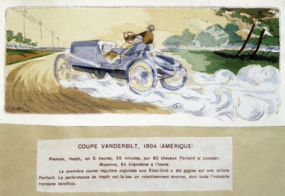 Racing: Vanderbilt Cup i 1904 - tegning af Ernest Montaut (1878-1909). af Ernest Montaut