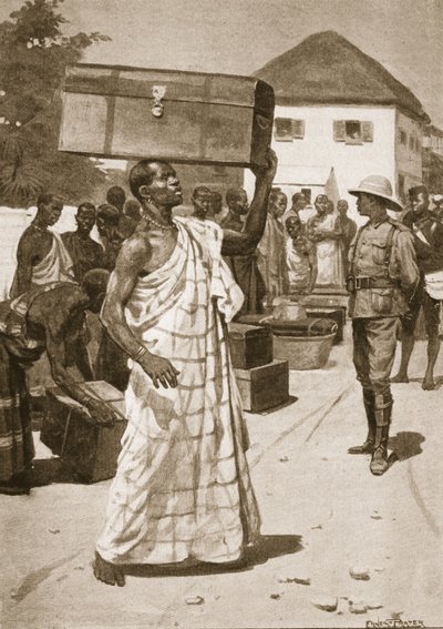 Transportører starter fra Cape Coast Castle for Kumassi, illustration fra 