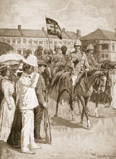 Lederen af de allierede, illustration fra Battles of the Nineteenth Century: Vol. VII, Den kinesiske krig 1900-1901 af Archibald Forbes, G.A. Henty og major Arthur Griffiths af Ernest Prater
