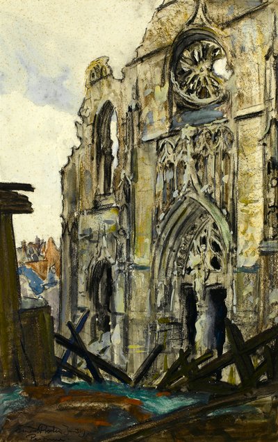 Peronne, 3.1.1919 (farveblyant og gouache på papir) af Ernest Procter