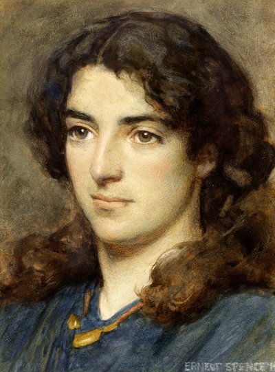 Head of a Girl, 1910 (wc på papir) af Ernest Spence