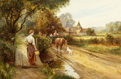 An Encounter on the Road, ca. 1900 (olie på lærred) af Ernest Walbourn