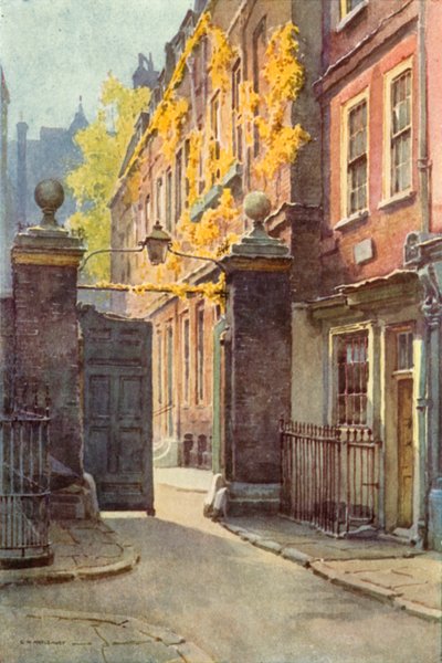Amen Corner, Paternoster Row (farve litho) af Ernest William Haslehust