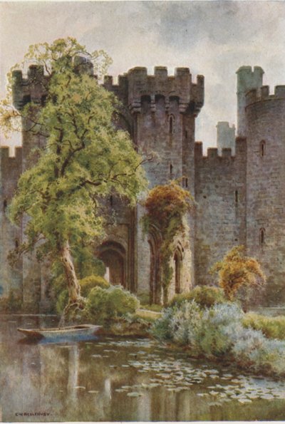 Bodiam Castle (farve litho) af Ernest William Haslehust
