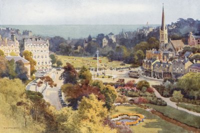 Bournemouth: The Square and Garden fra Mont Dore (farve litho) af Ernest William Haslehust