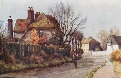 Kridt, hus, hvor Dickens tilbragte sin bryllupsrejse (farve litho) af Ernest William Haslehust