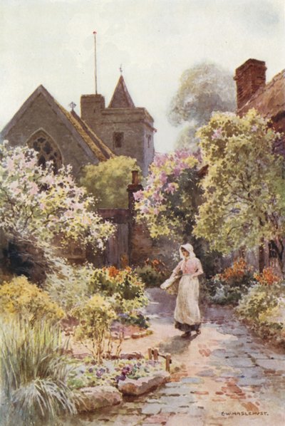 Kølende kirke (farve litho) af Ernest William Haslehust