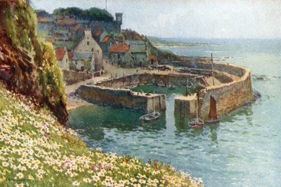 Crail Harbor (farve litho) af Ernest William Haslehust
