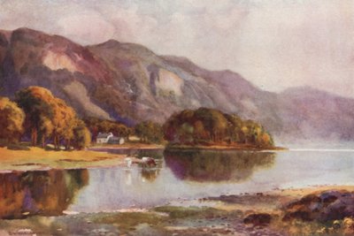 Derwentwater fra Friars Crag (farve litho) af Ernest William Haslehust
