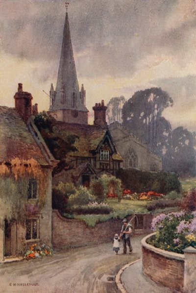 Edwinstowe (farve litho) af Ernest William Haslehust