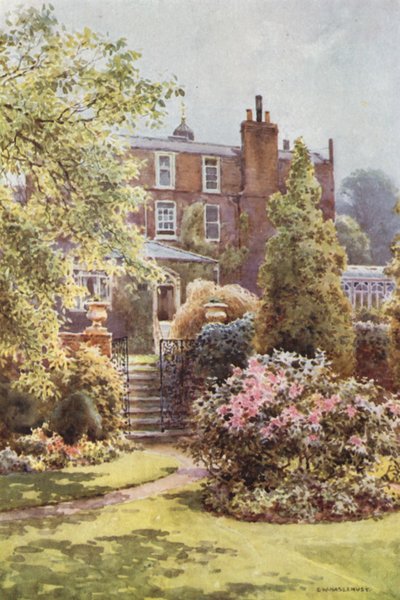 Gadshill Place from the Gardens (farve litho) af Ernest William Haslehust