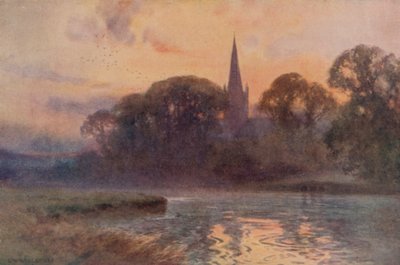 Holy Trinity Church, Stratford-on-Avon (farve litho) af Ernest William Haslehust